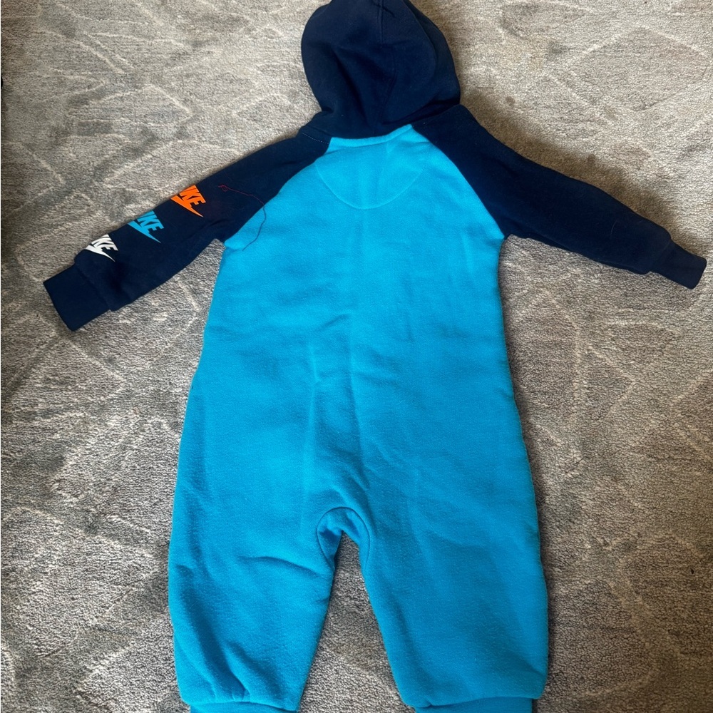 Nike Blue and Black Footie One Piece with Hood - Picture 5 of 5